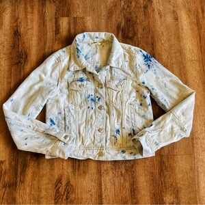 Free People Blue and White Denim Jacket Size XS
